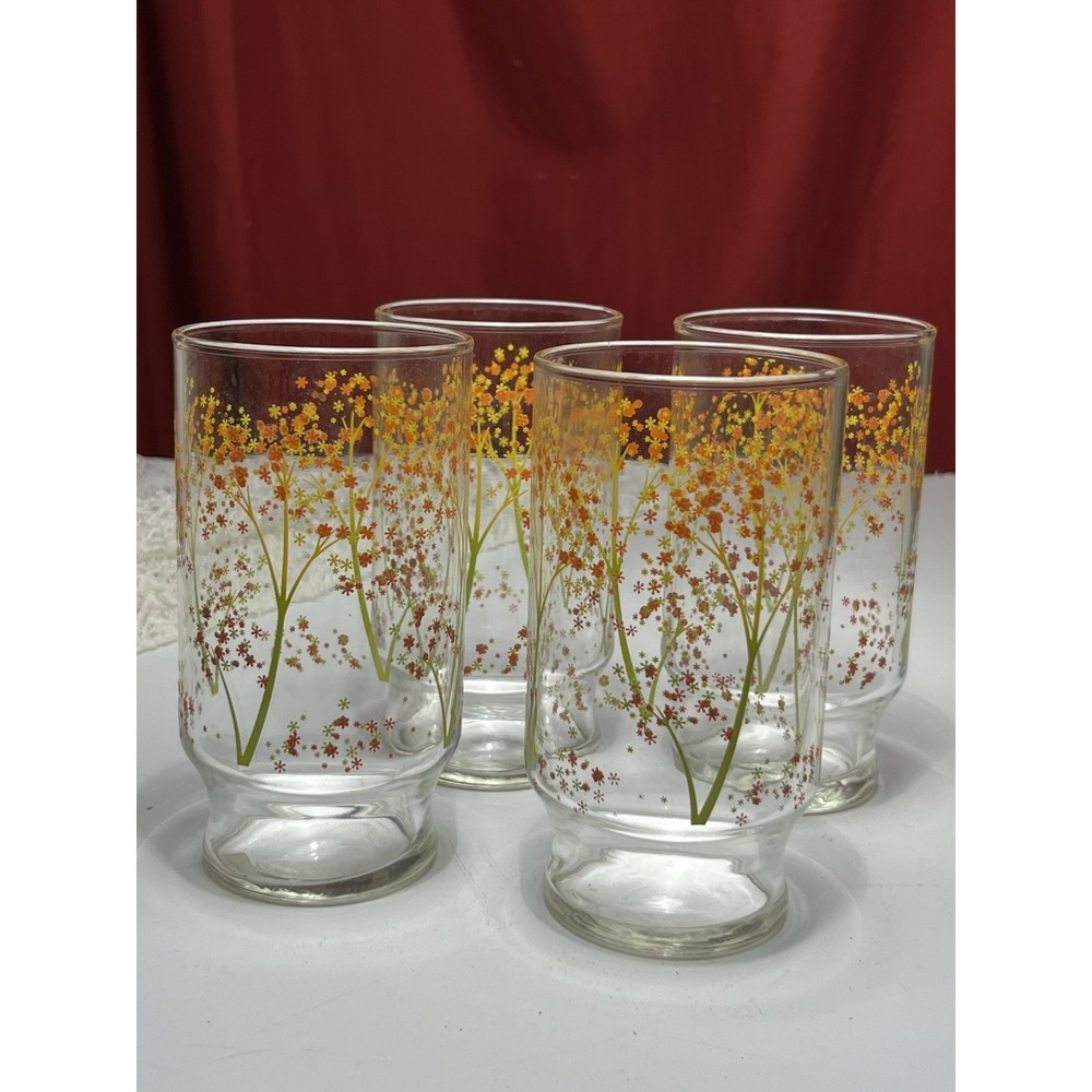 Vtg Anchor Hocking Autumn Blue Drinking Glasses Set Up For Retro 1970S Mcm